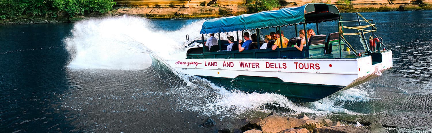 Original Wisconsin Ducks amphibious vehicle on the Dells route